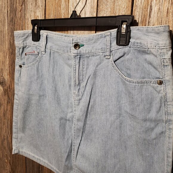 Tommy Hilfiger Size 12 Women's Jean Denim Mini Skirt Blue White Striped Cotton - Picture 2 of 6